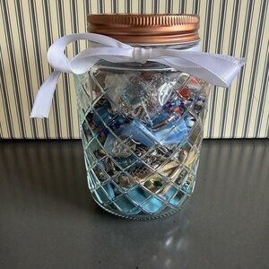 “Deep Blue” Jewelry Jar with Blue and Silver Jewelry